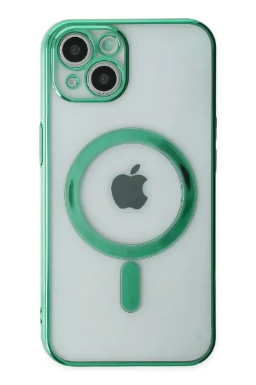 Newface iPhone 14 Plus Kılıf Magneticsafe Lazer Silikon - Haki Yeşil resmi