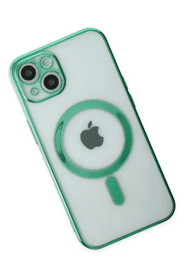Newface iPhone 14 Plus Kılıf Magneticsafe Lazer Silikon - Haki Yeşil resmi