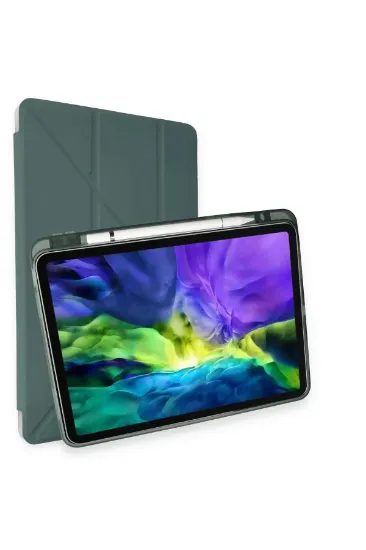 Newface iPad Pro 11 (2018) Kılıf Kalemlikli Mars Tablet Kılıfı - Koyu Yeşil resmi