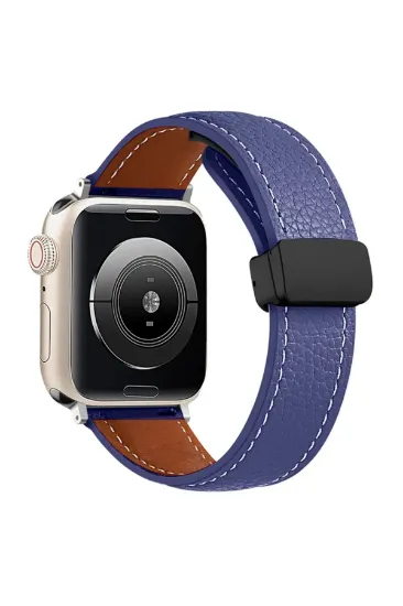 Newface Apple Watch 38mm KR414 Daks Deri Kordon - Lacivert resmi