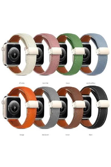 Newface Apple Watch 38mm KR414 Daks Deri Kordon - Lacivert resmi