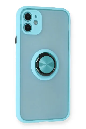 Newface iPhone 11 Kılıf Montreal Yüzüklü Silikon Kapak - Buz Mavi resmi