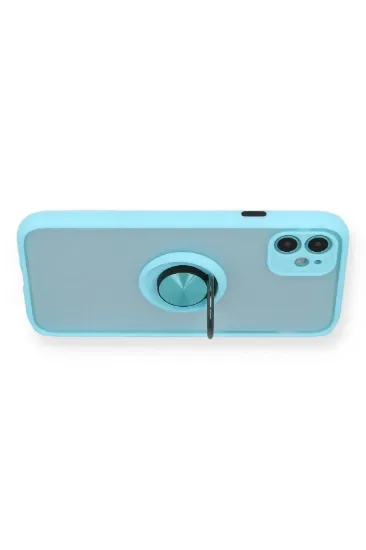 Newface iPhone 11 Kılıf Montreal Yüzüklü Silikon Kapak - Buz Mavi resmi