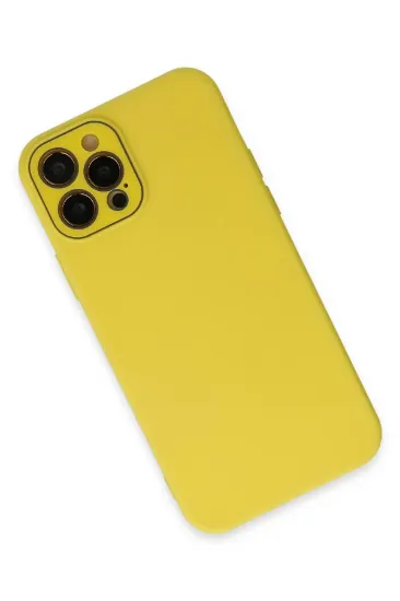 Newface iPhone 12 Pro Max Kılıf Lansman Glass Kapak - Sarı resmi