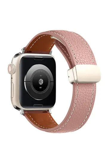Newface Apple Watch 42mm KR414 Daks Deri Kordon - Pembe resmi