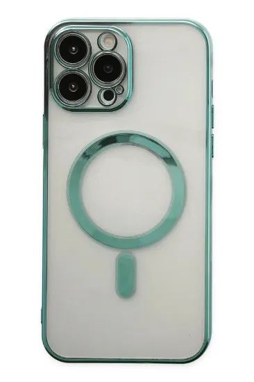 Newface iPhone 14 Pro Max Kılıf Magneticsafe Lazer Silikon - Haki Yeşil resmi