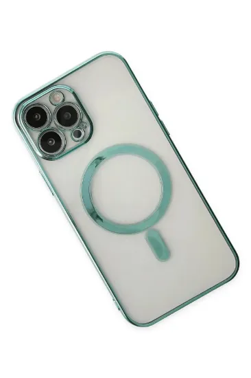 Newface iPhone 14 Pro Max Kılıf Magneticsafe Lazer Silikon - Haki Yeşil resmi
