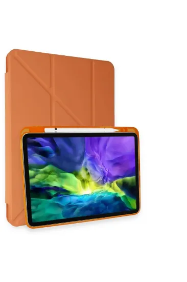 Newface iPad Pro 11 (2018) Kılıf Kalemlikli Mars Tablet Kılıfı - Turuncu resmi