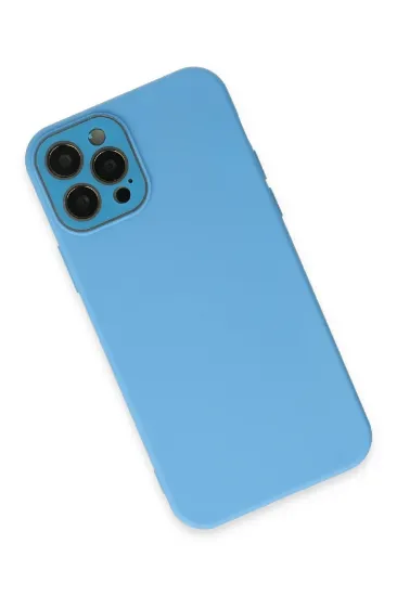 Newface iPhone 12 Pro Max Kılıf Lansman Glass Kapak - Mavi resmi