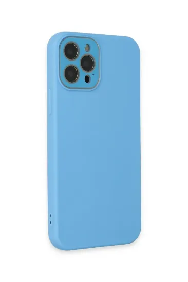 Newface iPhone 12 Pro Max Kılıf Lansman Glass Kapak - Mavi resmi