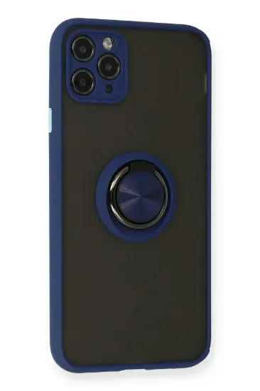 Newface iPhone 11 Pro Kılıf Montreal Yüzüklü Silikon Kapak - Lacivert resmi
