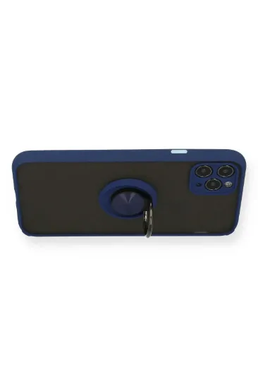 Newface iPhone 11 Pro Kılıf Montreal Yüzüklü Silikon Kapak - Lacivert resmi