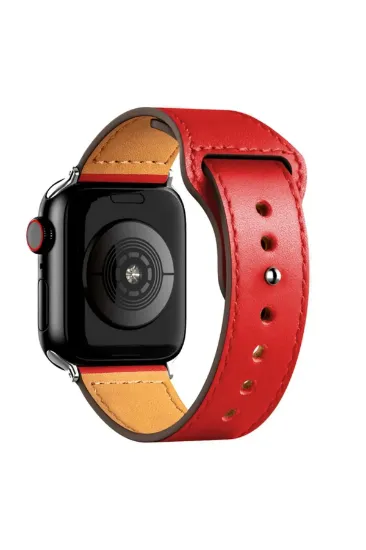 Newface Apple Watch 38mm KR415 Luaz Deri Kordon - Kırmızı resmi