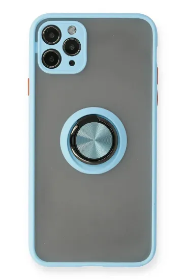Newface iPhone 11 Pro Kılıf Montreal Yüzüklü Silikon Kapak - Buz Mavi resmi