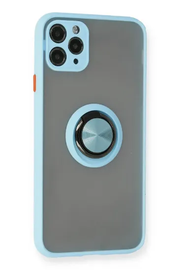 Newface iPhone 11 Pro Kılıf Montreal Yüzüklü Silikon Kapak - Buz Mavi resmi