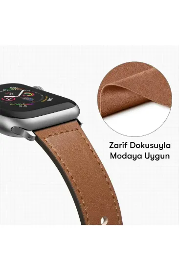 Newface Apple Watch 42mm KR415 Luaz Deri Kordon - Lacivert resmi
