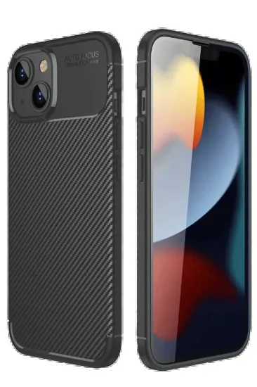 Newface iPhone 14 Kılıf Auto Focus Karbon Kapak - Siyah resmi