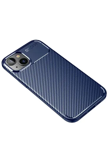 Newface iPhone 14 Plus Kılıf Auto Focus Karbon Kapak - Lacivert resmi