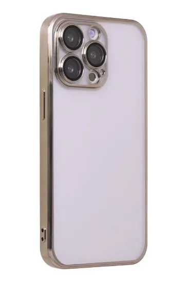 Newface iPhone 14 Pro Max Kılıf Razer Lensli Silikon - Gold resmi