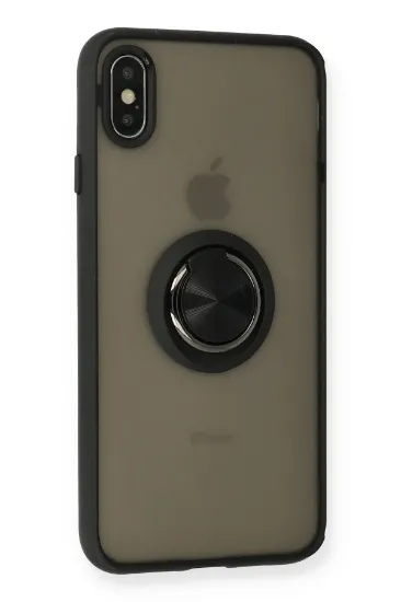 Newface iPhone XS Max Kılıf Montreal Yüzüklü Silikon Kapak - Siyah resmi