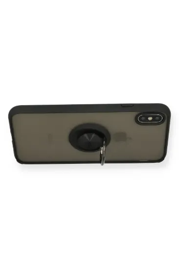 Newface iPhone XS Max Kılıf Montreal Yüzüklü Silikon Kapak - Siyah resmi