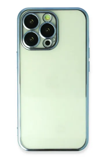 Newface iPhone 14 Pro Max Kılıf Razer Lensli Silikon - Açık Mavi resmi