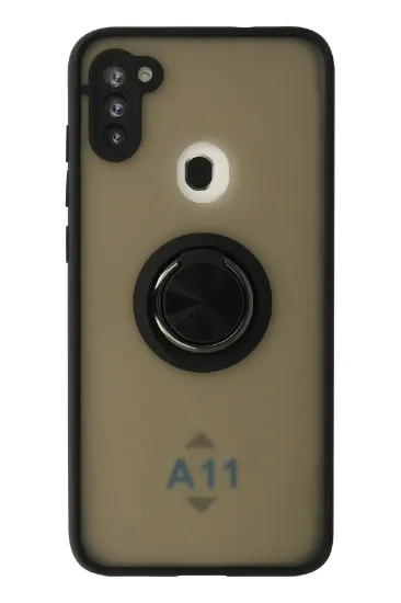 Newface Samsung Galaxy A11 Kılıf Montreal Yüzüklü Silikon Kapak - Siyah resmi