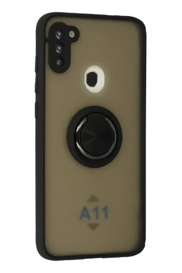 Newface Samsung Galaxy A11 Kılıf Montreal Yüzüklü Silikon Kapak - Siyah resmi