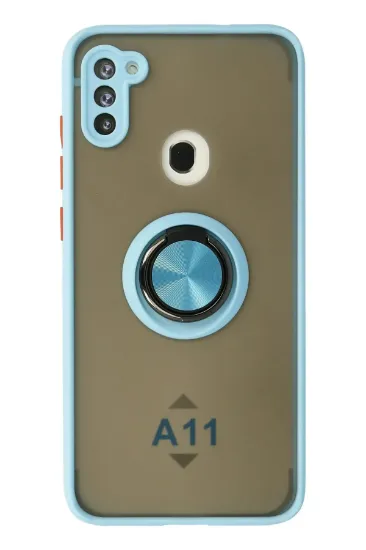 Newface Samsung Galaxy A11 Kılıf Montreal Yüzüklü Silikon Kapak - Buz Mavi resmi