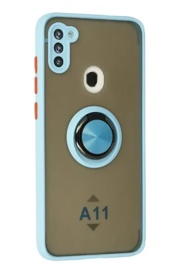 Newface Samsung Galaxy A11 Kılıf Montreal Yüzüklü Silikon Kapak - Buz Mavi resmi