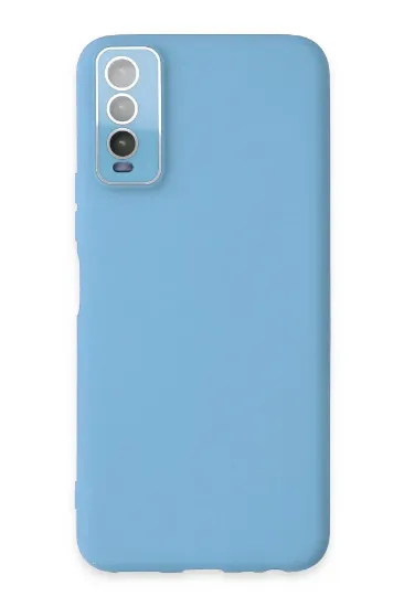 Newface Vivo Y11S Kılıf Lansman Glass Kapak - Mavi resmi