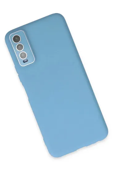 Newface Vivo Y11S Kılıf Lansman Glass Kapak - Mavi resmi
