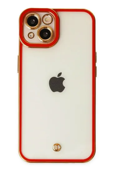 Newface iPhone 14 Plus Kılıf Liva Lens Silikon - Kırmızı resmi