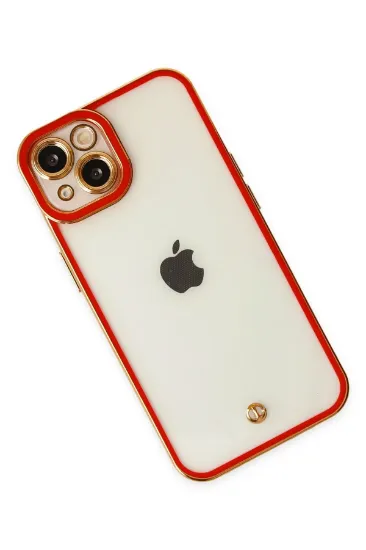 Newface iPhone 14 Plus Kılıf Liva Lens Silikon - Kırmızı resmi