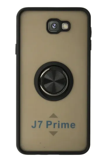 Newface Samsung Galaxy J7 Prime Kılıf Montreal Yüzüklü Silikon Kapak - Siyah resmi