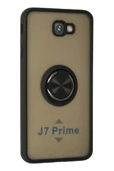 Newface Samsung Galaxy J7 Prime Kılıf Montreal Yüzüklü Silikon Kapak - Siyah resmi