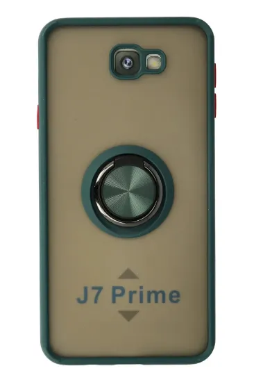Newface Samsung Galaxy J7 Prime Kılıf Montreal Yüzüklü Silikon Kapak - Yeşil resmi
