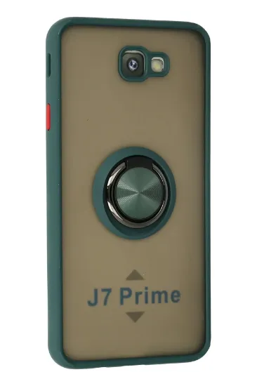 Newface Samsung Galaxy J7 Prime Kılıf Montreal Yüzüklü Silikon Kapak - Yeşil resmi