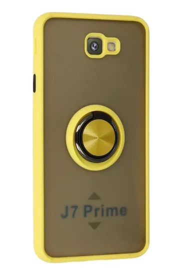 Newface Samsung Galaxy J7 Prime Kılıf Montreal Yüzüklü Silikon Kapak - Sarı resmi