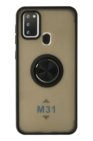 Newface Samsung Galaxy M31 Kılıf Montreal Yüzüklü Silikon Kapak - Siyah resmi