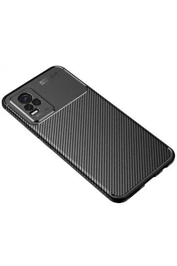 Newface Vivo Y21S Kılıf Auto Focus Karbon Kapak - Siyah resmi