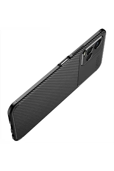Newface Vivo Y21S Kılıf Auto Focus Karbon Kapak - Siyah resmi