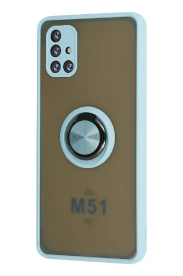 Newface Samsung Galaxy M51 Kılıf Montreal Yüzüklü Silikon Kapak - Buz Mavi resmi