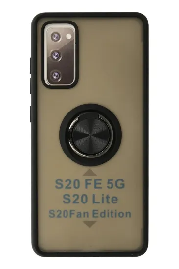 Newface Samsung Galaxy S20 FE Kılıf Montreal Yüzüklü Silikon Kapak - Siyah resmi