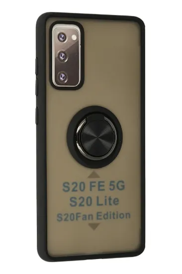 Newface Samsung Galaxy S20 FE Kılıf Montreal Yüzüklü Silikon Kapak - Siyah resmi
