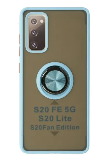 Newface Samsung Galaxy S20 FE Kılıf Montreal Yüzüklü Silikon Kapak - Buz Mavi resmi