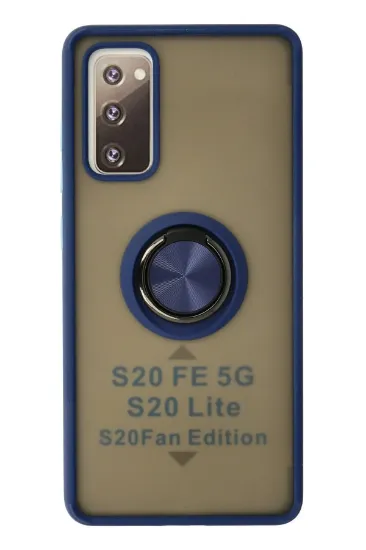 Newface Samsung Galaxy S20 FE Kılıf Montreal Yüzüklü Silikon Kapak - Lacivert resmi