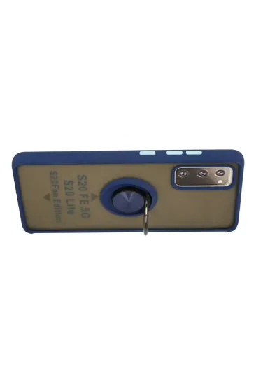 Newface Samsung Galaxy S20 FE Kılıf Montreal Yüzüklü Silikon Kapak - Lacivert resmi