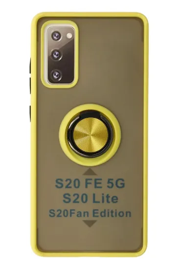 Newface Samsung Galaxy S20 FE Kılıf Montreal Yüzüklü Silikon Kapak - Sarı resmi
