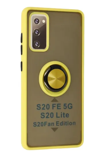 Newface Samsung Galaxy S20 FE Kılıf Montreal Yüzüklü Silikon Kapak - Sarı resmi